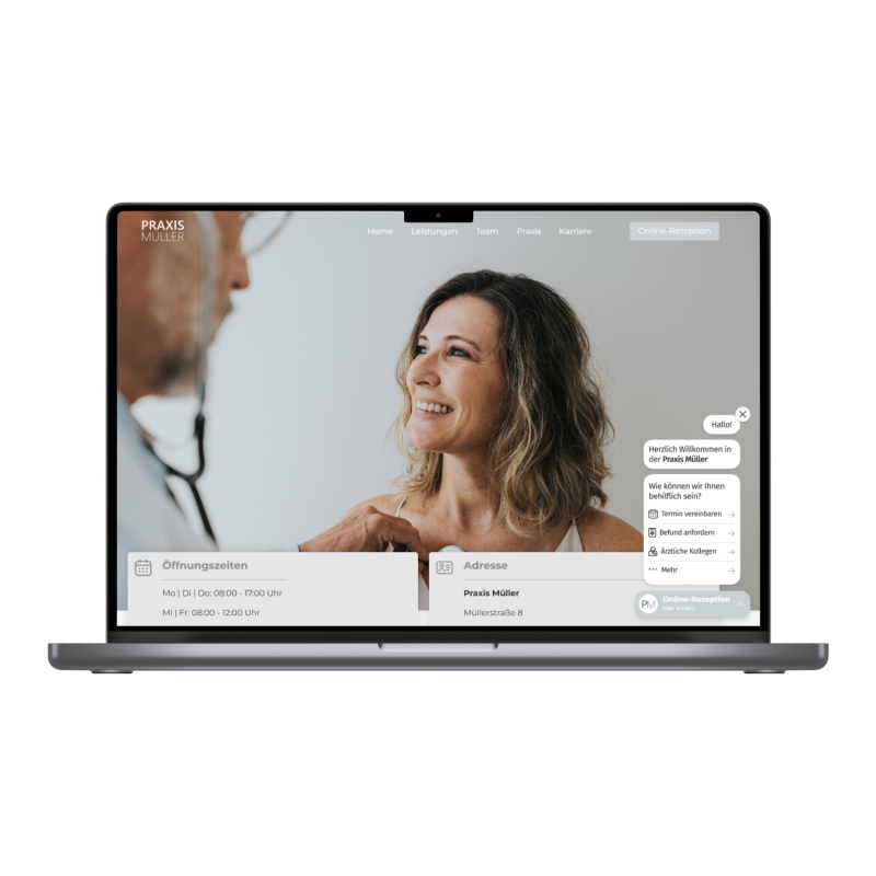 Laptop mit Online-Rezeption 