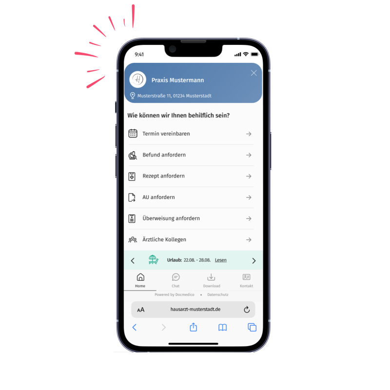iPone Bildschirm mit der Online-Rezeption by Docmedico 