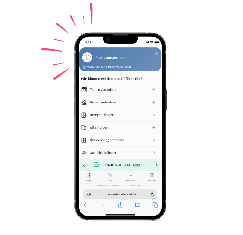 iPone Bildschirm mit der Online-Rezeption by Docmedico 