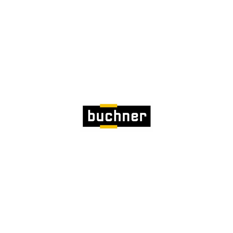 Schwarzes, gelbes und weißes Logo von buchner