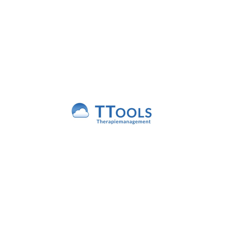 Hellblaues Logo von TTools mit einem blauen Kreis und einem weißen Wolke Icon